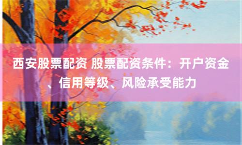西安股票配资 股票配资条件：开户资金、信用等级、风险承受能力